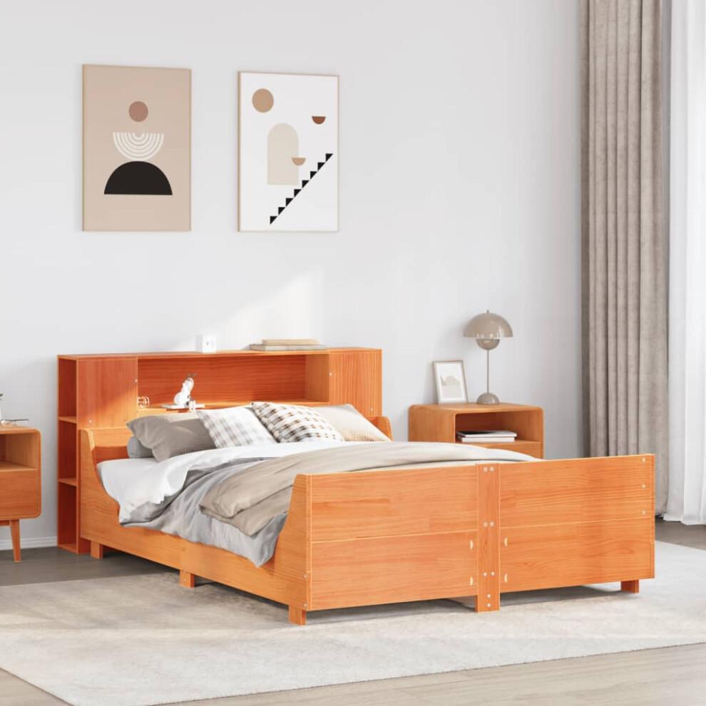 Vidaxl Bed Frame Without Mattress Bed Wax Brown King Size Solid Wood Pine