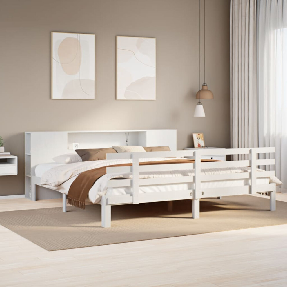 Vidaxl Bookcase Bed Without Mattress Bed Super King Solid Wood Pine White