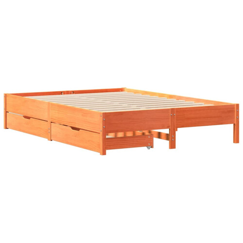 VidaXL vidaXL Bed Frame Wax Brown Home Bed Base 150x200 cm King Size Solid Wood Pine 2