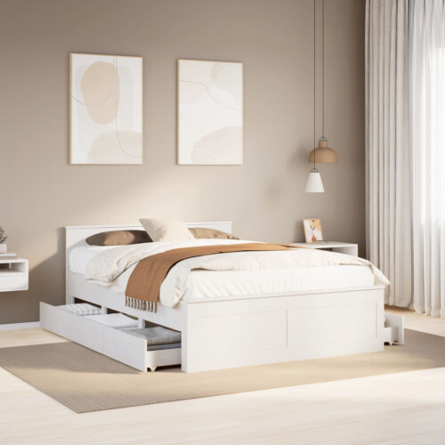 VidaXL vidaXL Bed Frame without Mattress&Headboard White 140x200 cm Solid Wood Pine