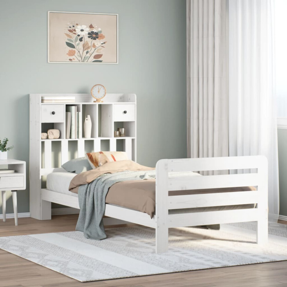 vidaXL Bookcase Bed Without Mattress White 75x190 Cm Small Single Solid Wood Pine