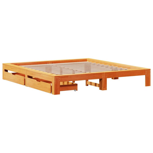 VidaXL vidaXL Bed Frame without Mattress Bed Wax Brown Super King Solid Wood Pine 2