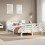 VidaXL vidaXL Bookcase Bed without Mattress Bed Base White King Size Solid Wood Pine 1