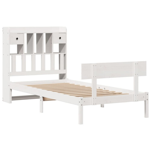 VidaXL vidaXL Bookcase Bed without Mattress Bed White Small Single Solid Wood Pine 2