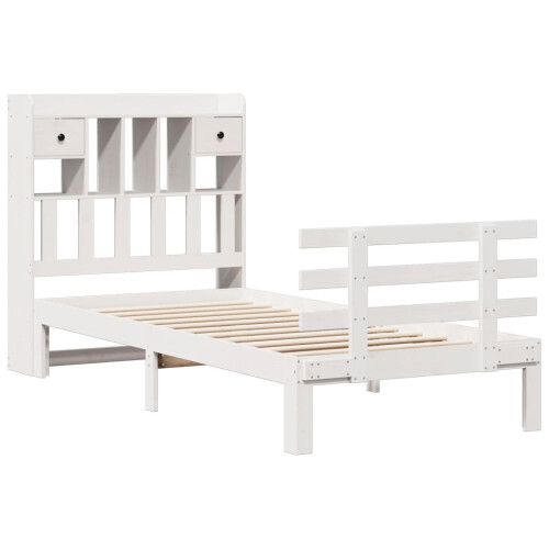 VidaXL vidaXL Bookcase Bed without Mattress Bed White Small Single Solid Wood Pine 2