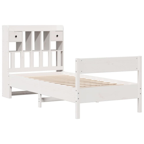 VidaXL vidaXL Bookcase Bed without Mattress White 75x190 cm Small Single Solid Wood Pine 2