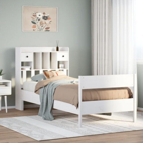 VidaXL vidaXL Bookcase Bed without Mattress White 75x190 cm Small Single Solid Wood Pine