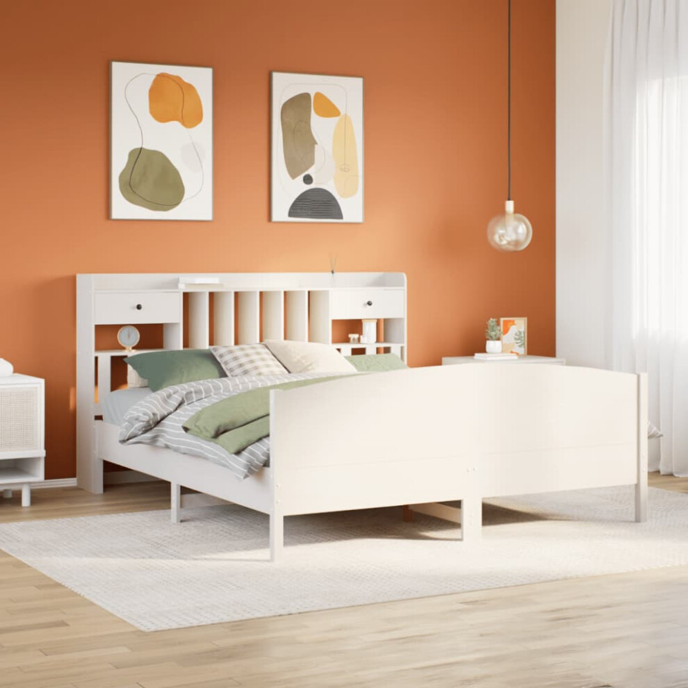 Vidaxl Bookcase Bed Without Mattress Bed White Super King Solid Wood Pine