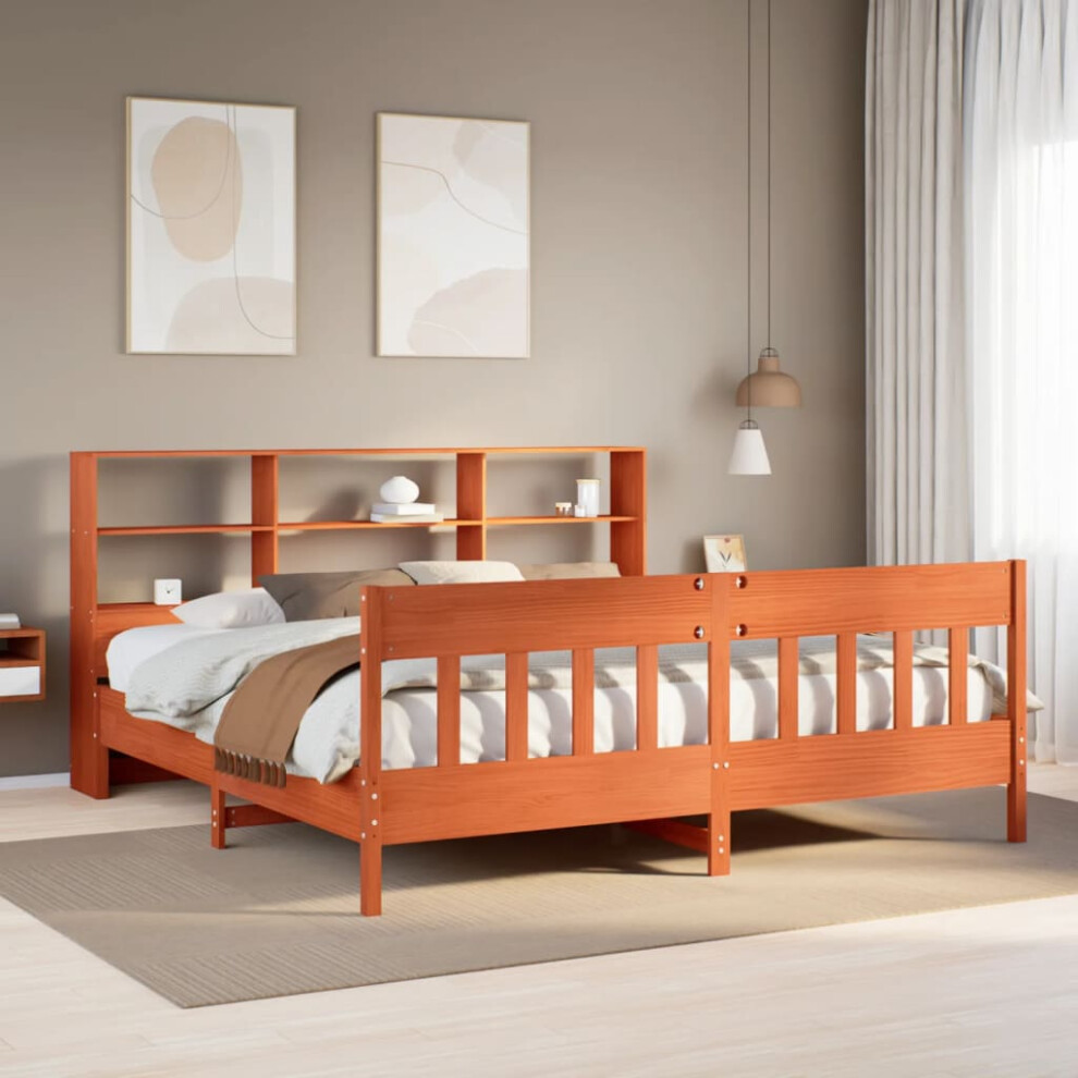 Vidaxl Bed Frame Without Mattress Bed Wax Brown Super King Solid Wood Pine