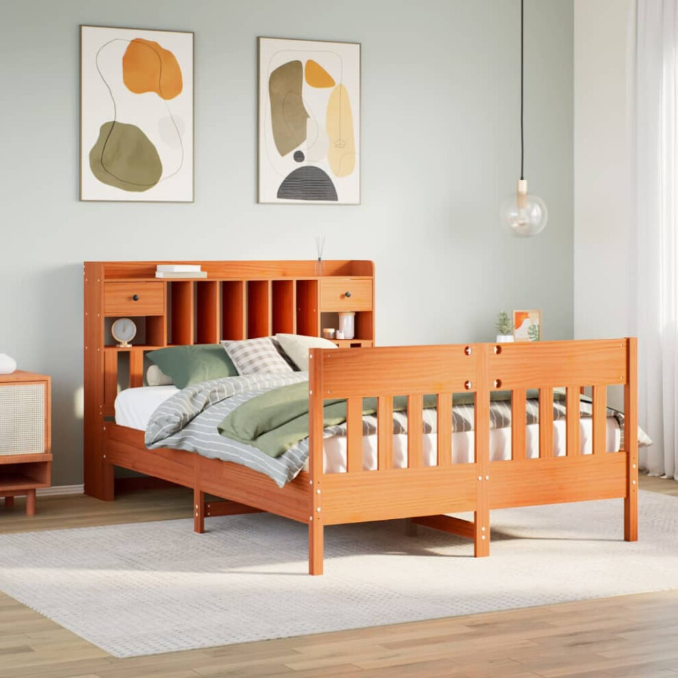 Vidaxl Bed Frame Without Mattress Bed Wax Brown King Size Solid Wood Pine