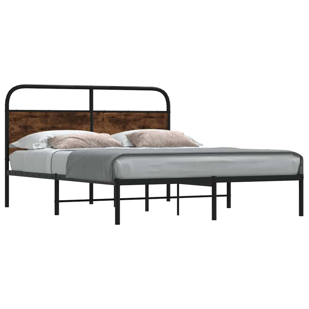 Vidaxl Bed Frame Without Mattress 150X200 Cm King Size Smoked Oak Engineered Wood