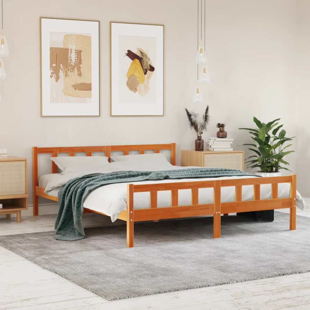 vidaXL Bed Frame without Mattress Wax Brown 180x200 cm Super King Solid Wood Pine