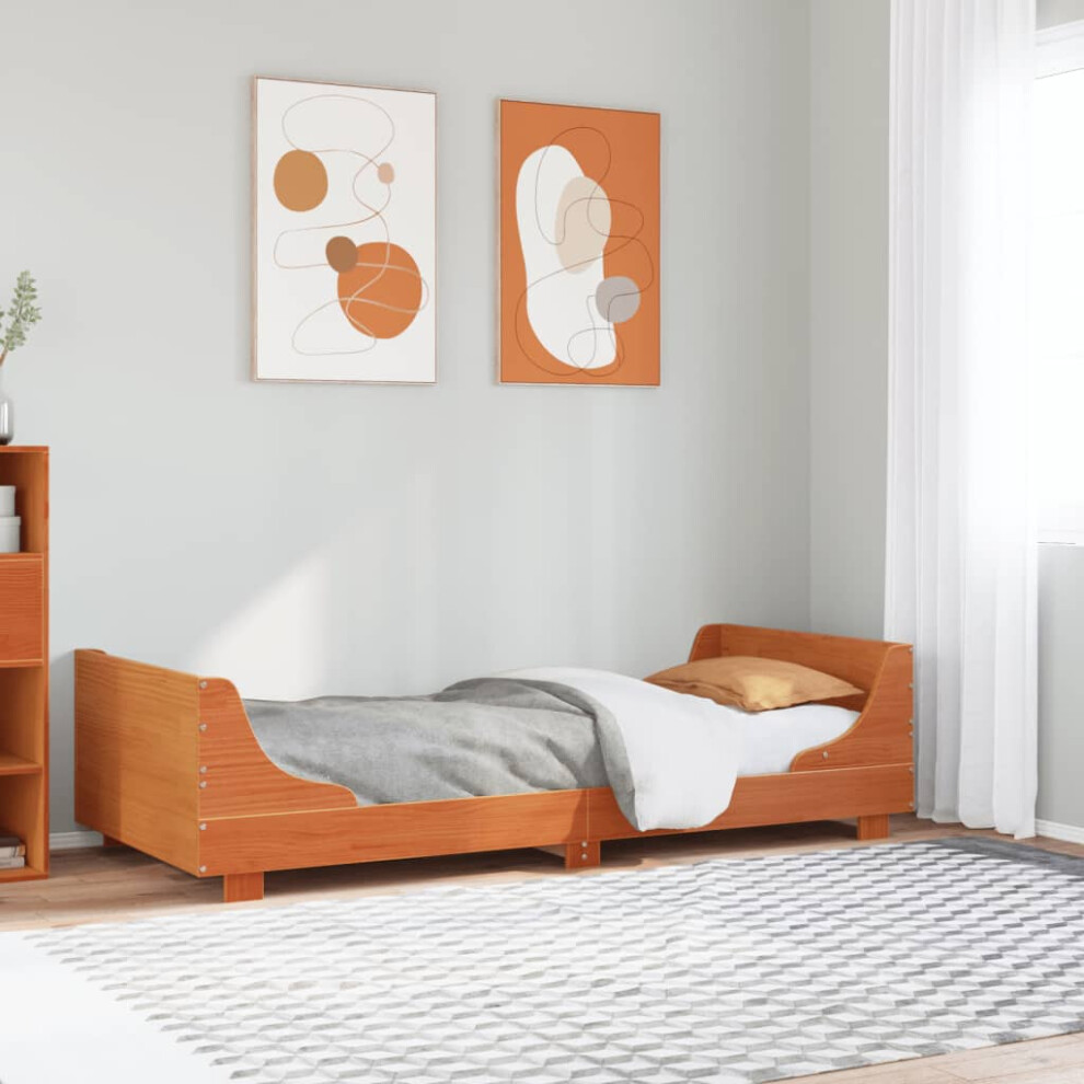 Vidaxl Bed Frame With Headboard Bed Wax Brown Small Single Solid Wood Pine