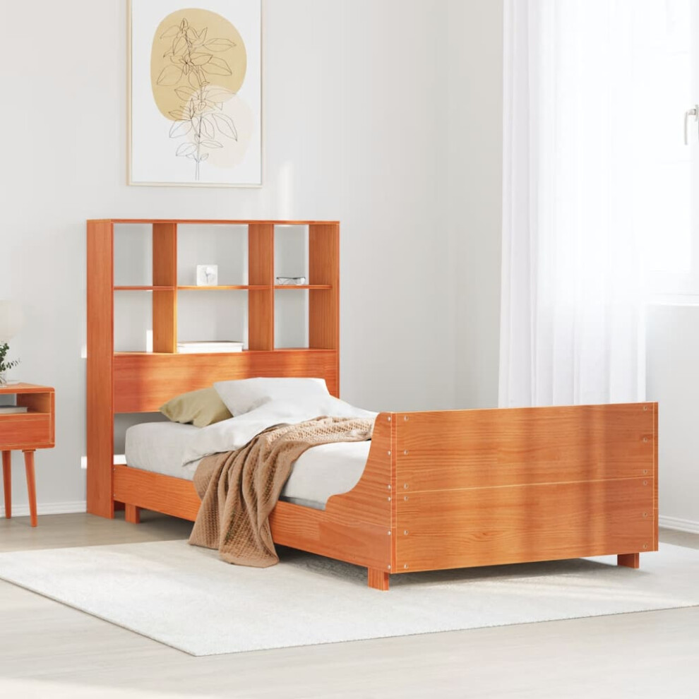 Vidaxl Bed Frame Without Mattress Wax Brown 75X190 Cm Small Single Solid Wood Pine