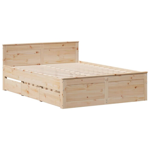 VidaXL vidaXL Bed Frame without Mattress Bed&Headboard King Size Solid Wood Pine 2