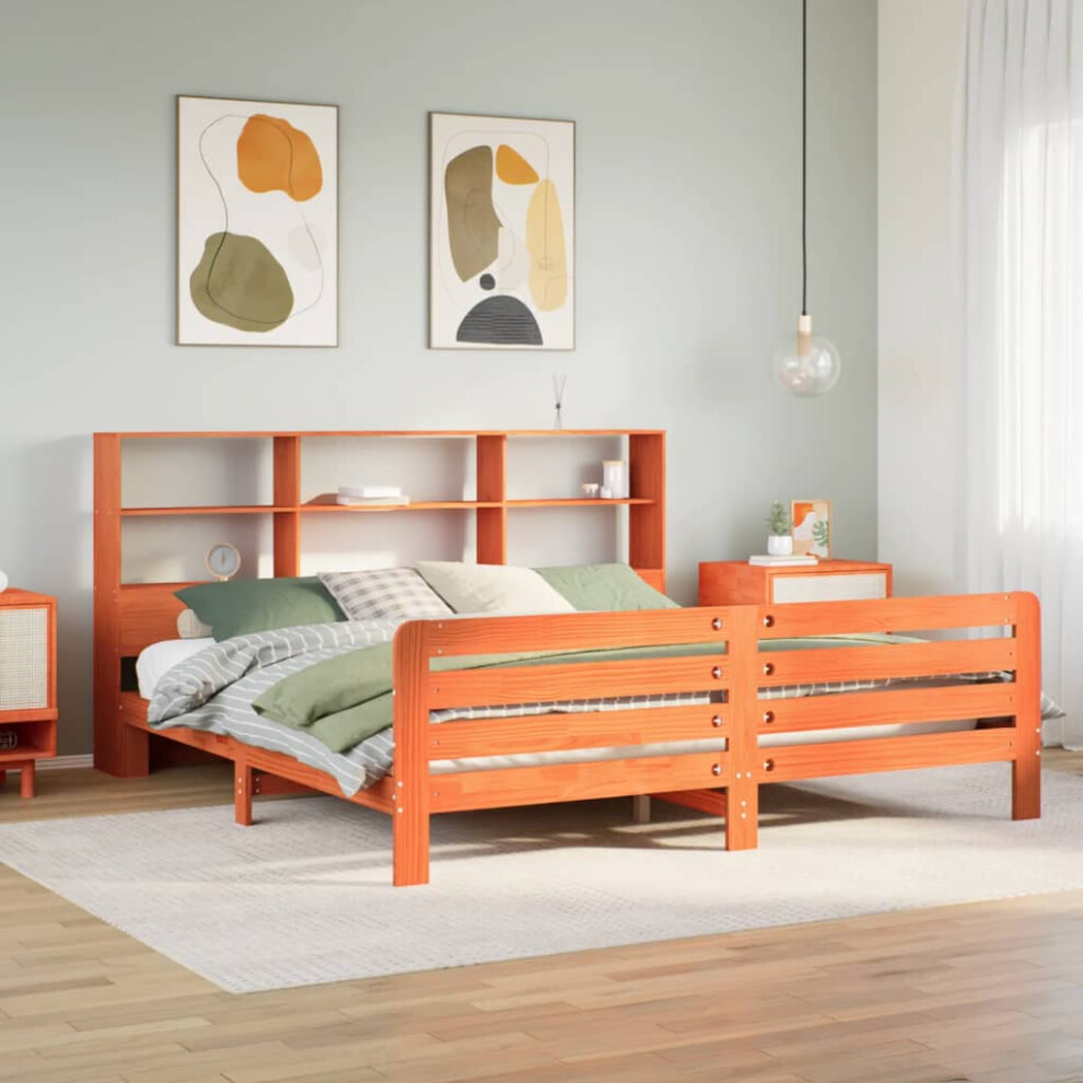 vidaXL Bed Frame without Mattress Bed Wax Brown Super King Solid Wood Pine