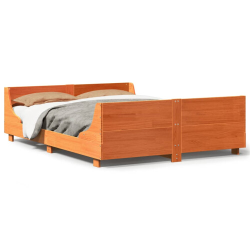 VidaXL vidaXL Bed Frame with Headboard Bed Wax Brown Small Double Solid Wood Pine 1