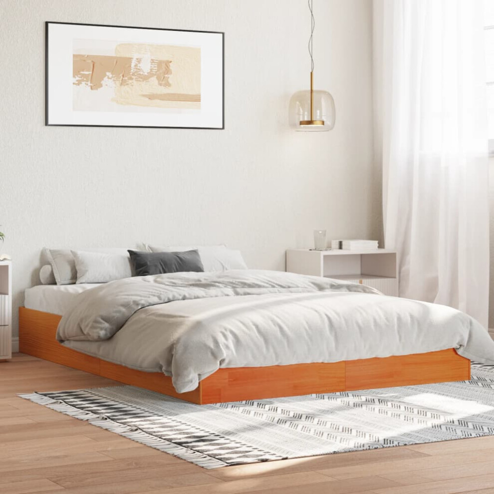 Vidaxl Bed Frame Bed Base Wax Brown 120X190 Cm Small Double Solid Wood Pine