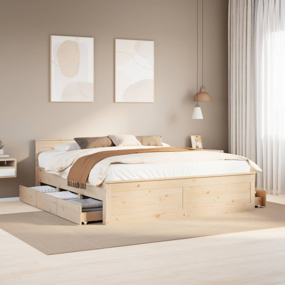 Vidaxl Bed Frame Without Mattress With Headboard Super King Solid Wood Pine