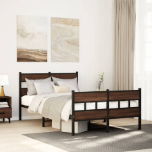 vidaXL Bed Frame without Mattress with Headboard and Footboard 120x190 cm Small Double