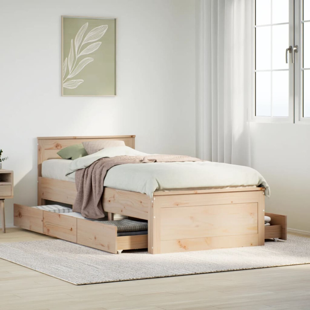Vidaxl Bed Frame Without Mattress With Headboard Small Single Solid Wood Pine