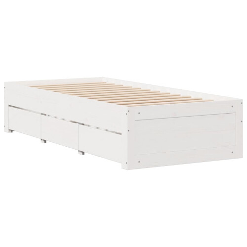 VidaXL vidaXL Bed Frame without Mattress&Drawers White Small Single Solid Wood Pine 2