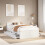 VidaXL vidaXL Bed Frame without Mattress Bed&Headboard White Double Solid Wood Pine 1