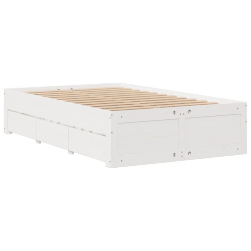 VidaXL vidaXL Bed Frame without Mattress&Drawers White Small Double Solid Wood Pine 2