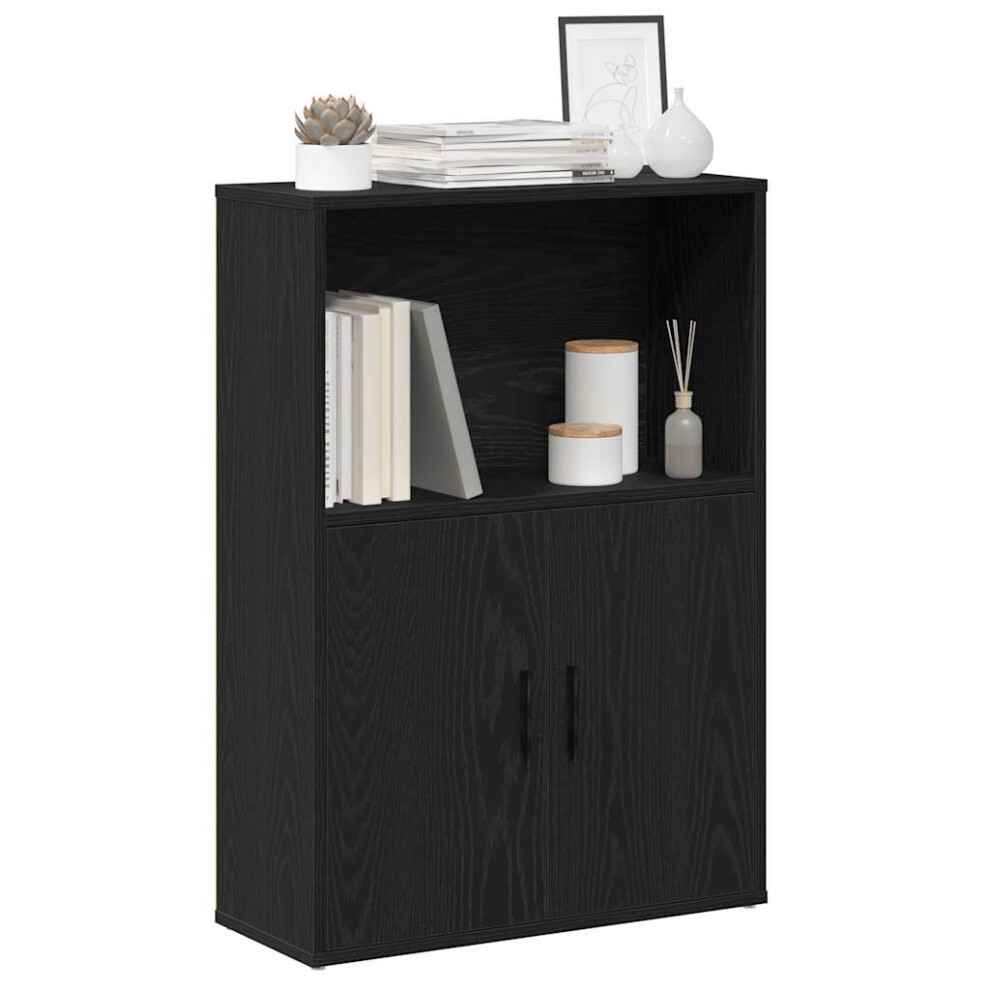 Vidaxl Bookcase Black Oak 60X24x85 Cm Engineered Wood Bookshelf Book Case