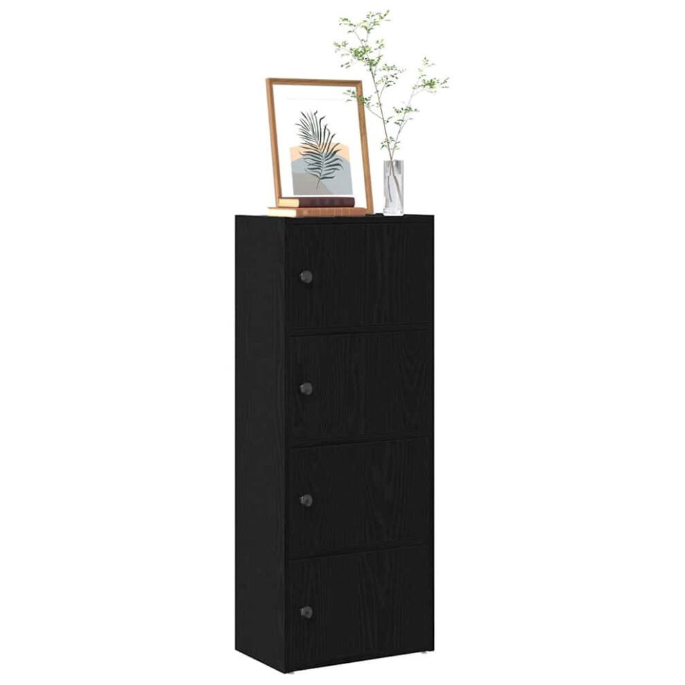 Vidaxl Bookcase Oak 40X24x102 Cm Engineered Wood Bookshelf Book Case Black