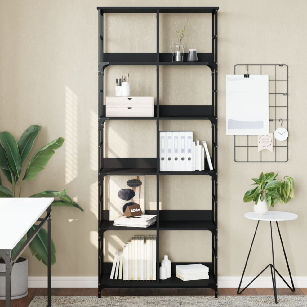 vidaXL Bookshelf Black 78.5x33x188.5 cm Engineered Wood