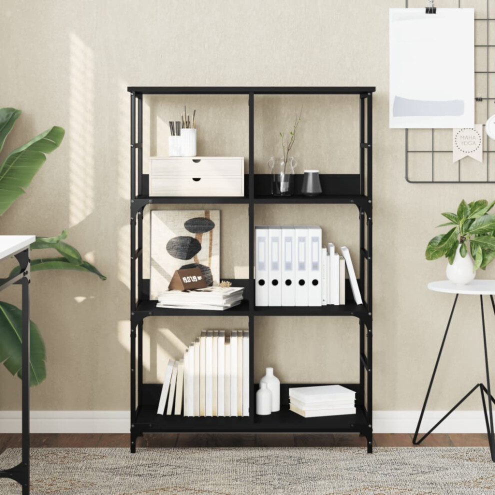 Vidaxl Bookshelf Bookcase Book Cabinet Storage Rack Black Engineered Wood
