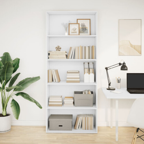 VidaXL vidaXL Book Cabinet Bookcase Storage Rack Bookshelf White Engineered Wood 1