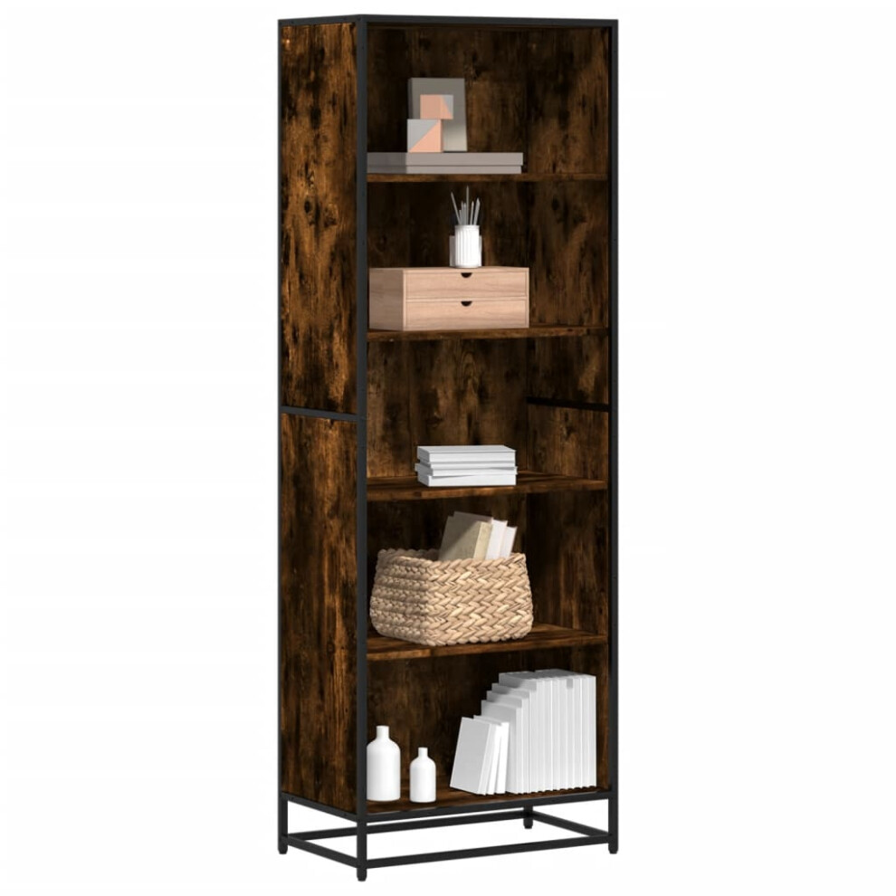 Vidaxl Bookcase Bookshelf Book Rack Storage Cabinet Smoked Oak Engineered Wood