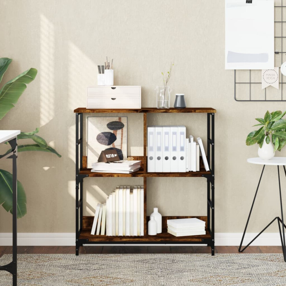 Vidaxl Bookshelf Bookcase Book Cabinet Storage Rack Smoked Oak Engineered Wood