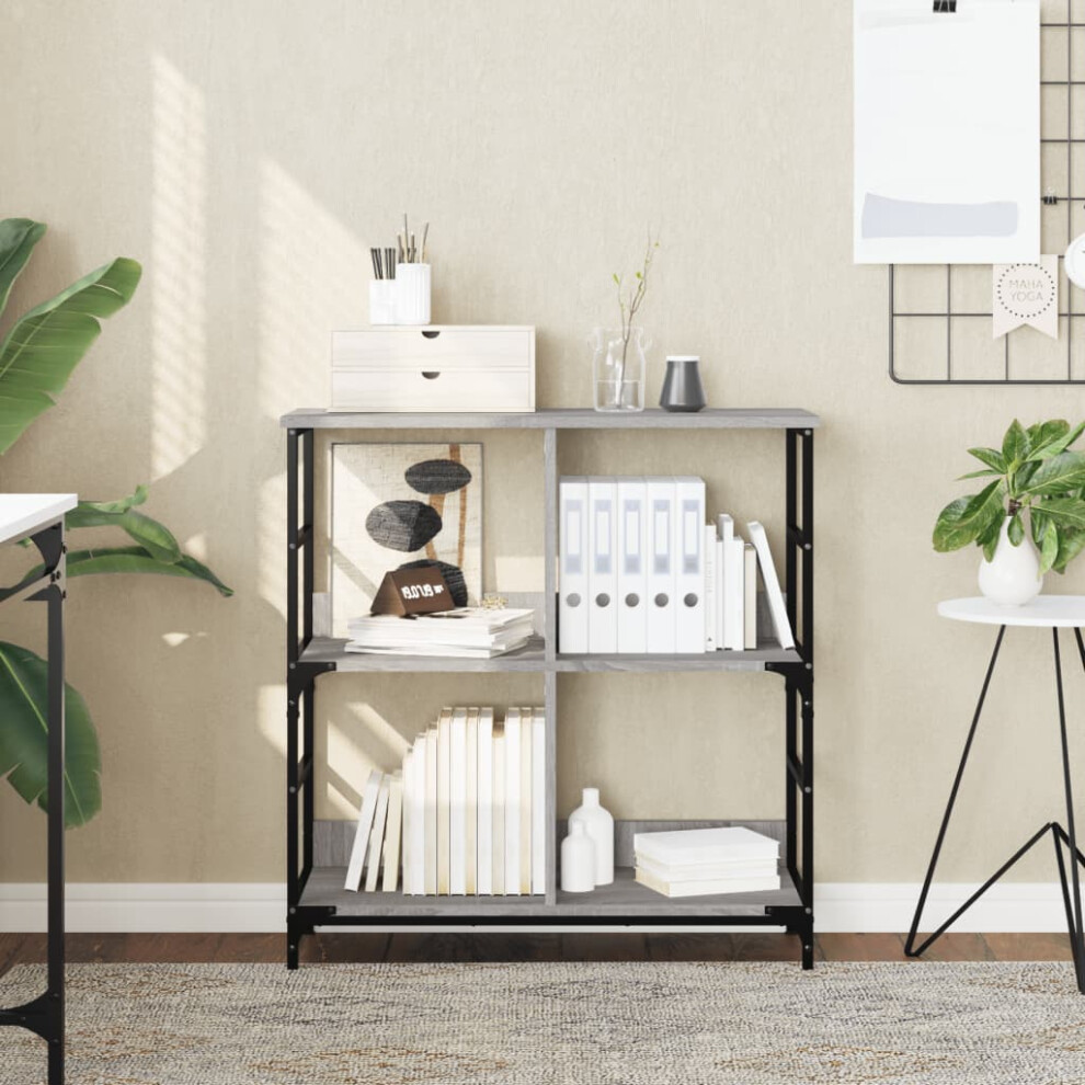 Vidaxl Bookshelf Bookcase Book Stand Storage Rack Grey Sonoma Engineered Wood