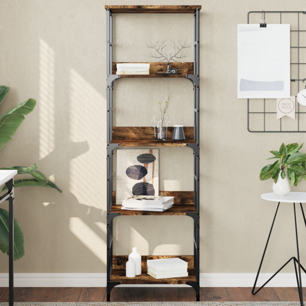 Vidaxl Bookshelf Bookcase Book Cabinet Storage Rack Smoked Oak Engineered Wood