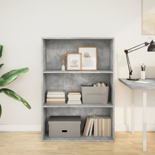 VidaXL vidaXL Bookcase Storage Rack Cabinet Bookshelf Concrete Grey Engineered Wood 2