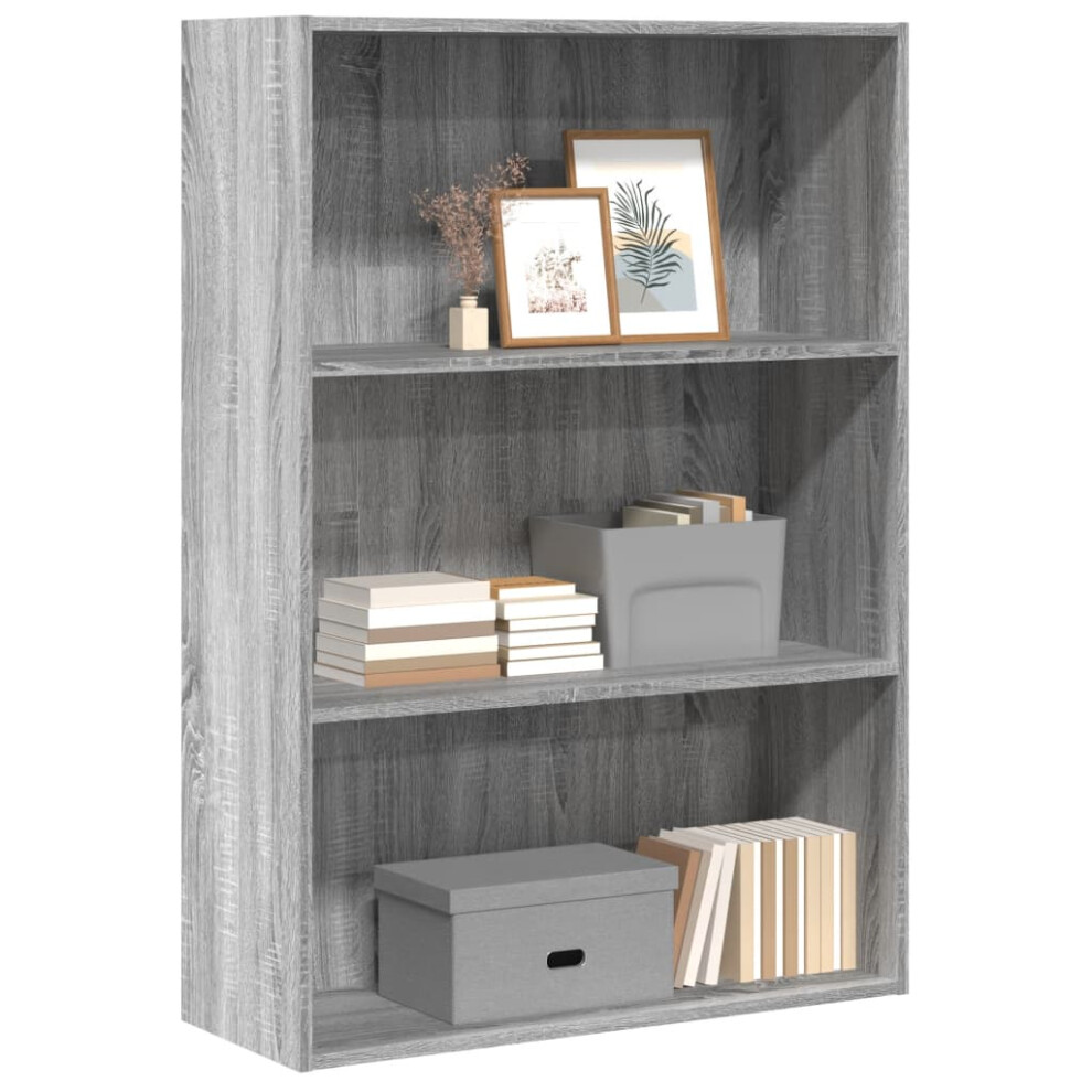 vidaXL 3 Shelf Bookcase Grey - Image 2