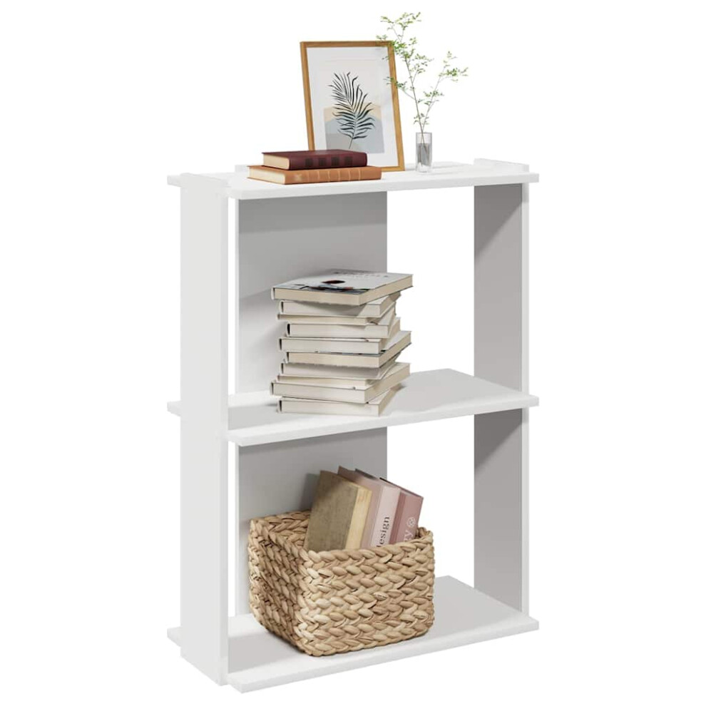 Vidaxl Bookcase 3-Tier White 60X30x80 Cm Engineered Wood Bookshelf Book Case