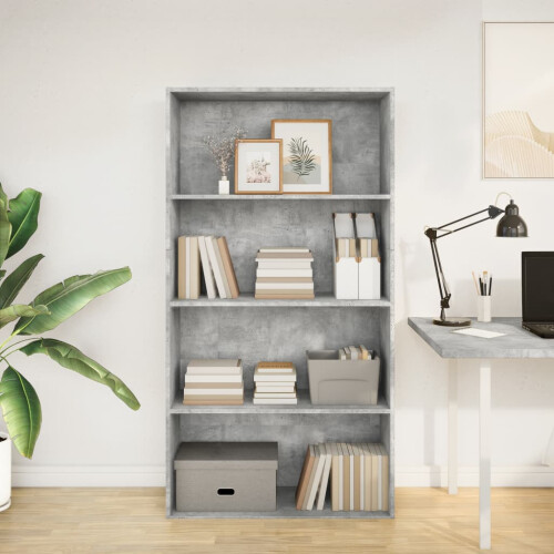 VidaXL vidaXL Bookcase Storage Rack Cabinet Bookshelf Concrete Grey Engineered Wood 2