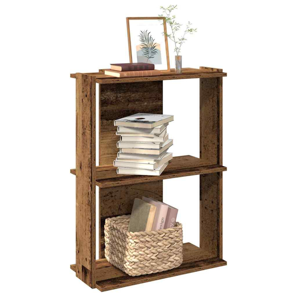 vidaXL Bookcase 3-Tier Old Wood 60x30x80 Cm Engineered Wood