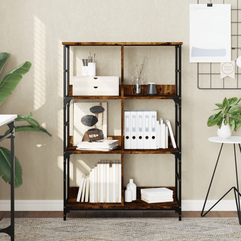 Vidaxl Bookshelf Bookcase Book Cabinet Storage Rack Smoked Oak Engineered Wood