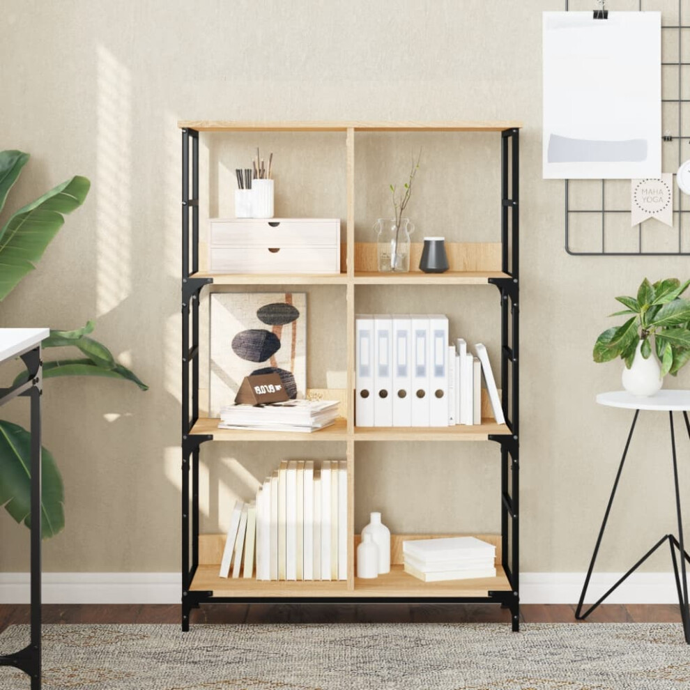 vidaXL - Bookshelf - 6 Compartment Storage Rack - Sonoma Oak - 78.5 x 33 x 117.5 cm - Image 2