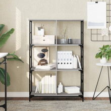 vidaXL Bookshelf Bookcase Book Stand Storage Rack Grey Sonoma Engineered Wood