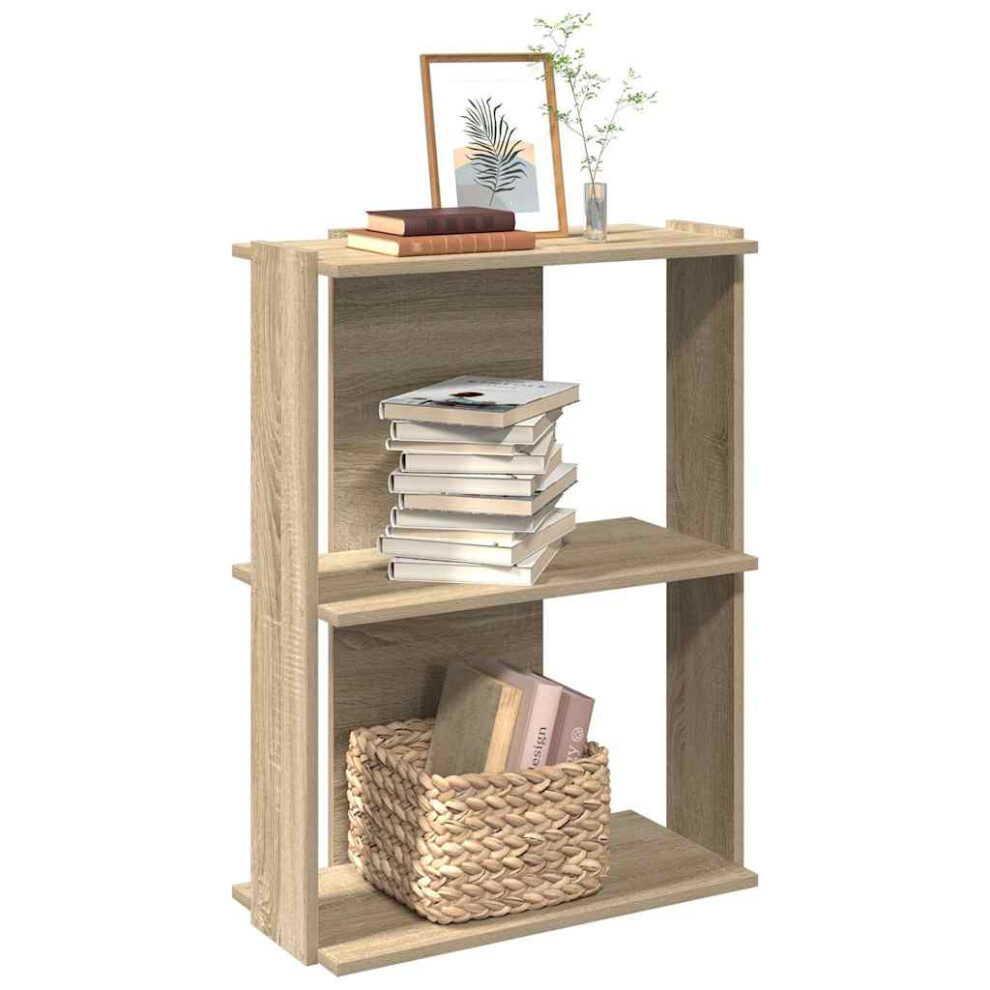 vidaXL Bookcase 3-Tier Sonoma Oak 60x30x80 cm Engineered Wood