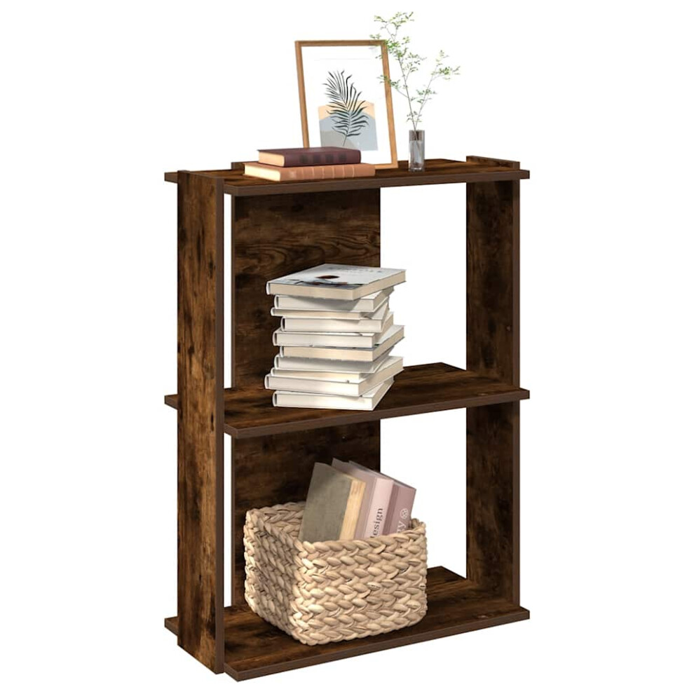 Vidaxl Bookcase 3-Tier Smoked Oak 60X30x80 Cm Engineered Wood Bookshelf