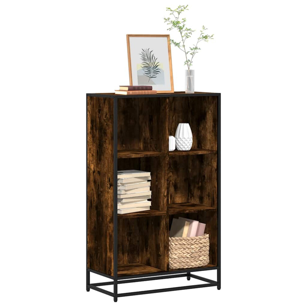 vidaXL Book Cabinet Smoked Oak 65.5x33x107.5 cm Engineered Wood