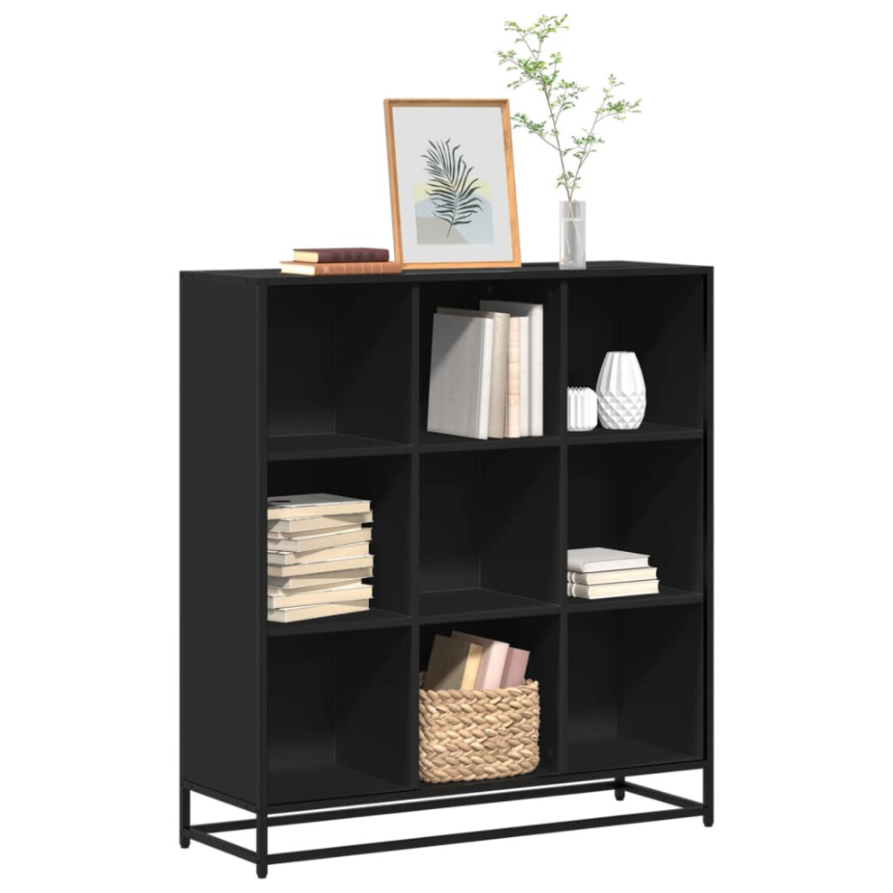 vidaXL Bookcase Bookshelf Rack Storage Cabinet Black Engineered Wood and Metal-image-OPC-PFV7CTP-NEW
