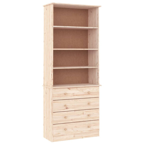 VidaXL vidaXL Bookcase Book Shelf Display Cabinet with Drawers ALTA Solid Wood Pine 1